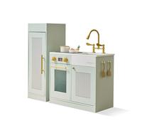 Teamson Kids, Cocina de Juguete Little Chef Chester, MDF, 85.4 x 30 x 80.4 cm, Verde, Modular, 2 Módulos con Nevera y Estufa, 12 Accesorios, para Niños Desde 3 Años, 15.6 kg