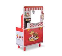 Teamson Kids Hamburguesería Flip & Fry, Juguete de Cocina, Madera MDF, 59x40x96 cm, Rojo, con Parrilla y 29 Accesorios, para Niños Desde 3 Años, 11 kg