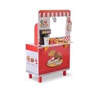 Teamson Kids Hamburguesería Flip & Fry, Juguete de Cocina, Madera MDF, 59x40x96 cm, Rojo, con Parrilla y 29 Accesorios, para Niños Desde 3 Años, 11 kg