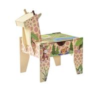 Teamson Kids Jungle Giraffe Mesa Infantil 2 en 1 con Base de Bloques, Carretera Reversible, 23 Piezas y Espacio de Almacenaje Integrado