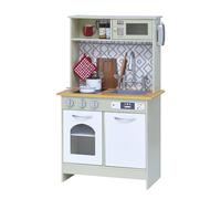 Teamson Kids Little Chef Boston Modern Farmhouse - Juego de Cocina de Madera con Funciones interactivas y 9 Accesorios de Cocina de Juego, Verde Claro/Blanco TD-12679D