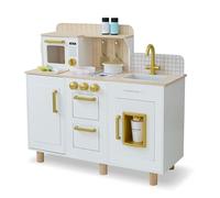 Teamson Kids Little Chef Hampton - Juego de Cocina de Madera con dispensador de Hielo, Fregadero, pomos de Cocina de Clic, Almacenamiento y 17 Accesorios incluidos para niños pequeños