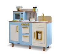 Teamson Kids Little Chef Hampton - Juego de Cocina de Madera con dispensador de Hielo, Fregadero, pomos de Cocina de Clic, Almacenamiento y 17 Accesorios incluidos para niños pequeños