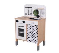 Teamson Kids Little Chef Juego de Cocina de Juguete de Madera Interactivo contemporáneo con Patas de Altura Ajustable Juego de simulación Negro/Blanco TD-13554C