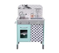 Teamson Kids Little Chef Juego de Cocina de Juguete de Madera Interactivo contemporáneo con Patas de Altura Ajustable Juego de simulación Azul/Blanco TD-13554B