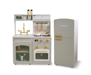 Teamson Kids Little Chef Normandy - Juego de Cocina de Madera con Fregadero, Horno, refrigerador Modular y 14 Accesorios para niños pequeños y niños de 3 años en adelante, Juego de Cocina de