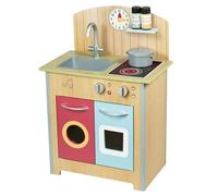 Teamson Kids Little Chef Porto Classic Juego de Cocina de Madera pequeño con Funciones interactivas y 4 Accesorios de Cocina de Juego de simulación Natural/Multi TD-13595C