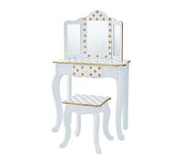 Teamson Kids Mesa de Tocador Dorada de Madera con Espejo y Taburete TD-11670M