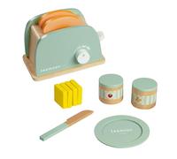 Teamson Kids Tostadora de Juguete de Madera con Accesorios de Cocina en Color Verde Little Chef Frankfurt, 11 Piezas