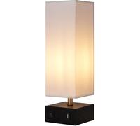 Teamson Lámpara de mesa de metal blanca con puerto usb