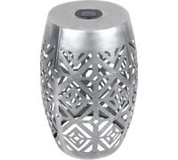 Teamson Mesa auxiliar de jardín de metal plateado con led