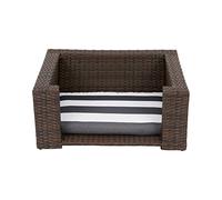 Teamson Pets Clotho Cama para Mascotas De Ratán para Interiores Y Exteriores, Sofá para Gatos o Perros Pequeños con Cojín Lavable Extraíble Marrón ST-N10005-UK