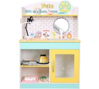 Teamson Kids Little Helper Soporte de Madera para Mascotas Juego de Juguetes de clínica Veterinaria para Gatos y Perros con 19 Accesorios de Juego de Roles Verde/Amarillo TD-13636A