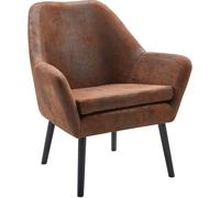 Teamson Sillón de piel sintética envejecida marrón
