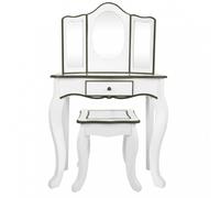 WOOMAX Tocador Infantil para Niñas, Blanco y Gris con Taburete y Espejo, Juguetes de Madera, Maquillaje para Niñas, 85389