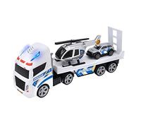 Teamsterz- Transportador de vehículos de policia, Coche de policia, Camión transportador, Helicóptero, Coches, Juguetes con Ruedas, Multicolor, Producto Oficial (CyP Brands)