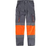Teamwork Work Team Pantalón Slim Fit de Alta Visibilidad y Cintas Reflectantes, Tejido Elástico. EN ISO 20471. Clase 1. Unisex Gris+Naranja A.V. 3XL