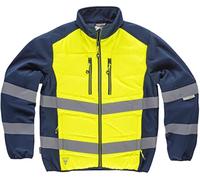 Teamwork WORKTEAM Cazadora Workshell combinada con Acolchado de Alta Visibilidad y Cintas Reflectantes Inclinadas. Unisex Marino+Amarillo A.V.-M