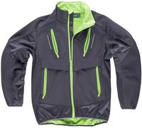 Teamwork WORKTEAM Chaqueta Softshell con tejido Ripstop combinada y con detalles reflectantes. Gran Resistencia al Desgarro. Unisex-Gris Oscuro+Verde Lima-L