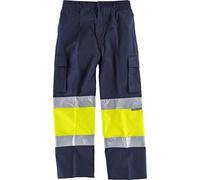 Teamwork WorkTeam Pantalón con 2 Cintas de Alta Visibilidad y Reflectante, Refuerzos y Multibolsillos. EN471. Unisex Marino+Amarillo A.V. 58