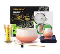 TEANAGOO Batidor de Matcha Japonés (7pcs) Juego de Batidor de Matcha Mtacha Kit Batidor de Matcha con pico vertedor Batidor de Matcha de.N35,naranja degradado blanco