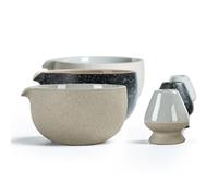 TEANAGOO - Cuenco de Matcha japonés con textura de roca natural con portabatidores, 18 oz, K12, DK.Grey, Chawan Matcha Tea Bowl, cuencos de té para Matcha, Chawan, accesorios ceremoniales
