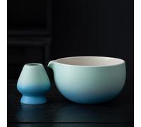 TEANAGOO Cuenco Te Matcha,Tazón de Cerámica Japonesa para Té Matcha, Batidor, 18 OZ. K31, Azul Blanco Degradado