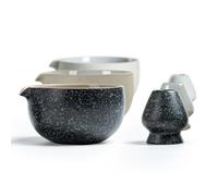 TEANAGOO Japanese Natural Rock Texture Matcha Chawan - Cuenco de cerámica para té matcha (510 ml, K17), color negro y gris