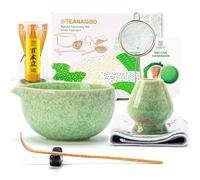 TEANAGOO Juego de batidor de matcha, juego de 7 piezas de matcha verde, kit de matcha de ceremonia, juego de té matcha para hacer café con leche, cuenco de cerámica (chawan) con boquilla y batidor