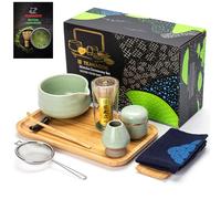 TEANAGOO Juego de batidores de matcha, batidor de matcha de bambú (chasen), cuchara (chashaku), soporte para batidor de matcha, juego de preparación de té, kit de té verde en polvo, bandeja de té