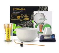 TEANAGOO Juego de té japonés (7 Piezas) Tazón Matcha con Boquilla Batidor Matcha de bambú (Chasen) Pala (Chashaku) Soporte para batidor N3 Gris Claro…