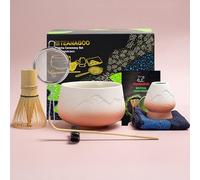 TEANAGOO Matcha Kit (7 piezas) Batidor de Matcha Kit de Batidor de Matcha Cuenco de bambú Batidor de Matcha (Chasen) Cuchara (chashaku) Soporte para batidor. N25, rosa degradado