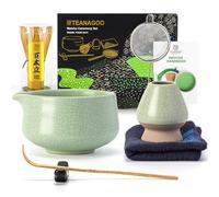 TEANAGOO Matcha Kit, juego de 7 piezas, kit de matcha para ceremonia, juego de té matcha para hacer desayuno/latte, cuenco matcha verde (chawan) con boquilla y batidor, regalo para