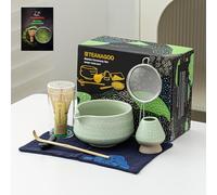 TEANAGOO Matcha Kit, juego de 7 piezas, kit de matcha para ceremonia, juego de té matcha para hacer desayuno/latte, cuenco matcha verde (chawan) con boquilla y batidor, regalo para