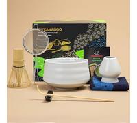 TEANAGOO Matcha Kit, Juego de té japonés, Tazón Matcha, Batidor de bambú Matcha, Cuchara, Tamiz, Soporte para batidor, Juego de batidor Matcha N1, Polvo de té verde Matcha…