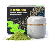 TEANAGOO Mini bote de cerámica para matcha | Frasco de 2,8 oz/82,8 ml con doble sellado y tapa interior de aluminio, bote portátil para té con capacidad para 18 g de matcha en polvo,X2, gris oscuro