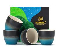 TEANAGOO Taza de Té Japonesa, 5.6 Oz/ 160ml,Gradiente Azul Marino,H23,4 Piezas/caja,Tazas Japonesas,Tazas de Té Chinas,Tazas de Té del Japón Ocupado,Tazas de Té Asiáticas sin Asas,Taza de