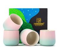 TEANAGOO Taza de Té Japonesa, 7.2Oz / 205 ml, Gradiente Rosa Verde, H11, 4 Piezas/caja, Tazas Japonesas, Tazas de Té Chinas, Tazas de Té Asiáticas sin Asas, Taza de