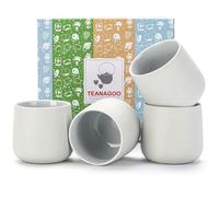 TEANAGOO Taza de té japonesa de cerámica, 205 ml, gris claro, H5, 4 piezas/caja, tazas de té japonesas ocupadas, taza de té china, tazas de té asiáticas, tazas de té asiáticas sin asas, taza de té
