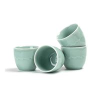 TEANAGOO Tazas de té japonés, 180 ml, azul celadón, 4 piezas/caja, sin asas, cerámica, para té japonés y asiático