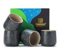 TEANAGOO Tazas de té japonés, taza de té chino, 205 ml, tazas de té de cerámica para adultos, tazas de cerámica sin asas, tazas japonesas, taza de matcha asiática, gris carbón, 4 piezas/caja, H17