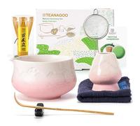 TEANAGOO Te Matcha Kit, Matcha Kit 7 piezas de Batidor con Pico Vertedor, Set de Regalo de Matcha para la Ceremonia del Té, juego de té matcha para hacer café con leche(Gradiente Rosa)