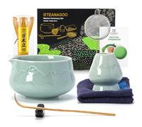 TEANAGOO Te Matcha Kit, Matcha Kit 7 piezas de Batidor con Pico Vertedor, Set de Regalo de Matcha para la Ceremonia del Té, juego de té matcha para hacer café con leche(Azul Celadón)