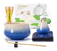 TEANAGOO Te Matcha Kit, Matcha Kit 7 piezas de Batidor con Pico Vertedor, Set de Regalo de Matcha para la Ceremonia del Té, juego de té matcha para hacer café con leche(Azul Degradado)