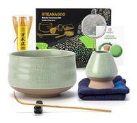 TEANAGOO Te Matcha Kit, Matcha Kit 7 piezas de Batidor con Pico Vertedor, Set de Regalo de para la Ceremonia del Té, juego de té para hacer café con leche( (Verde))