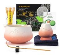 TEANAGOO Batidor de Matcha Japonés (7pcs) Kit de Batidor con Pico Vertedor, N35, Naranja Degradado Blanco