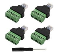 Teansic 4 bloques adaptadores de terminales de tornillo RJ45, RJ45 Ethernet macho a conector de 8 pines para CCTV DVR Cat5 Cat6 Cat7 (paso de tornillo de 3,5 mm)
