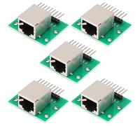 Teansic 5 unids RJ45 8 Pin Breakout Board Kit con Placa PCB y Pines encabezados Adaptador Puerto de Red Conector Tarjeta de Prueba (Enchufe Horizontal)