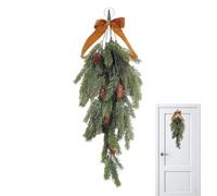 Teardrop Christmas Wreath 70cm Red Berry Velvet Bow Swag For Table Decor