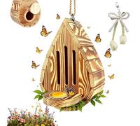 Teardrop Shaped Wooden Butterfly House, Butterfly House For Garden, Hanging Butterflys Habitat & Feeder with Rope, Outdoor Butterflys Shelter, with Puddler, for Balcony Yard Garden Decor (1pc)